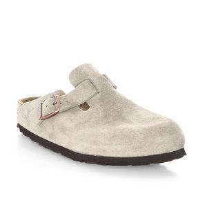 Birkenstock Boston Suede Soft Footbed Clog - Taupe